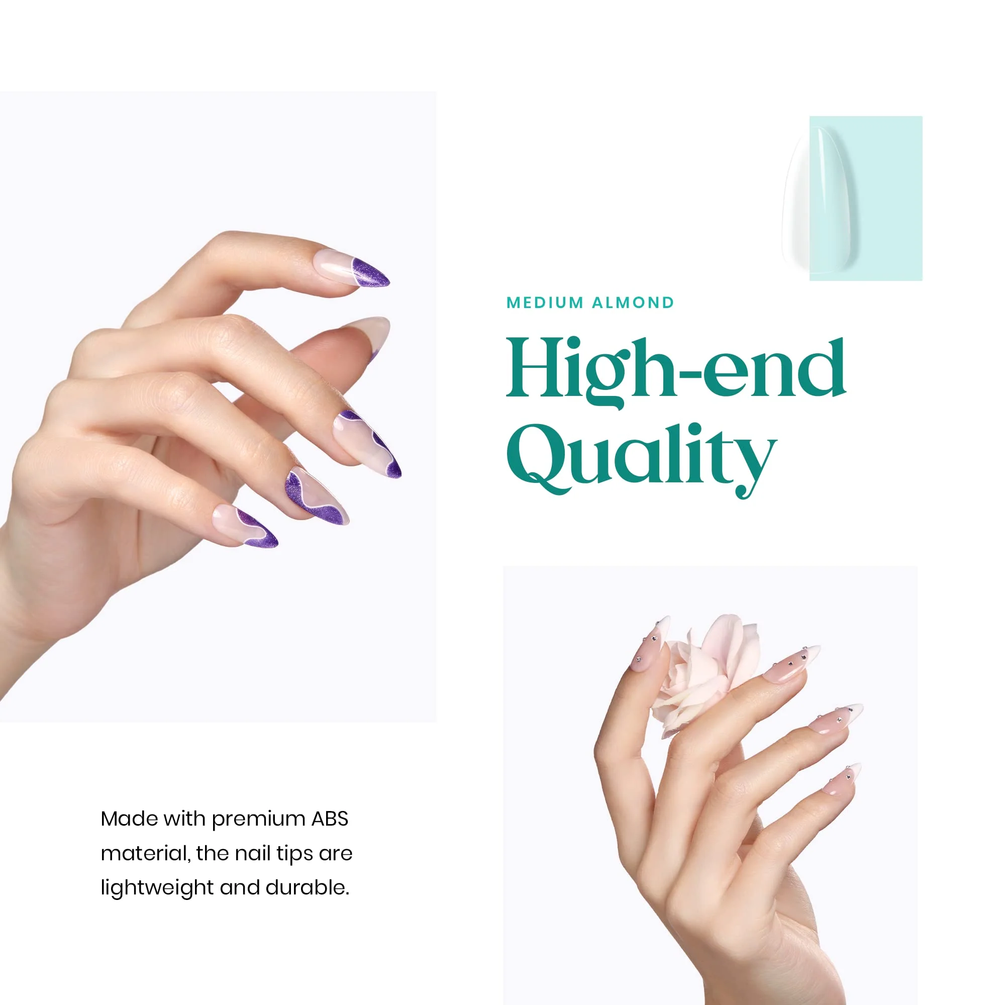 240pcs Medium Almond Pre-shaped Tips Nail Extension Kit #038 - Image 8