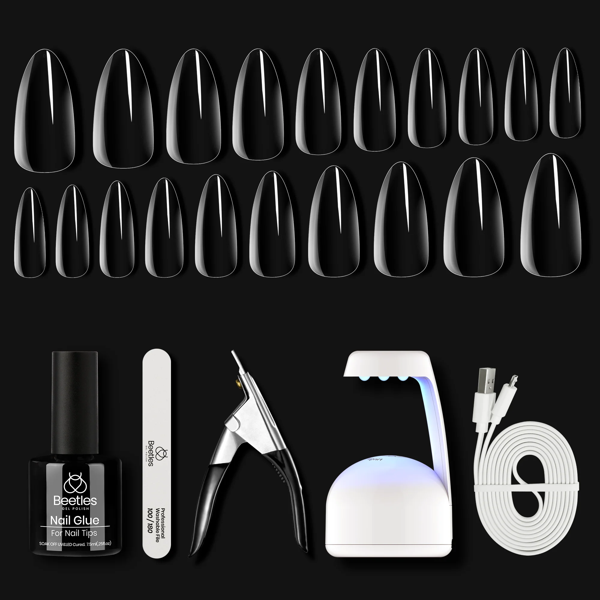 240pcs Medium Almond Pre-shaped Tips Nail Extension Kit #038 - Image 9
