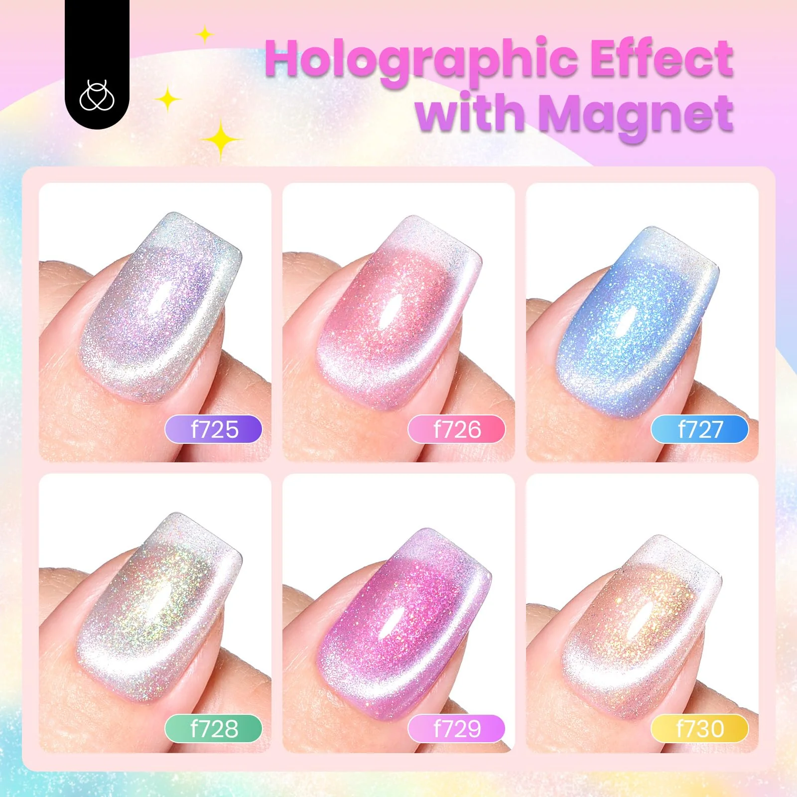 Fairy's Descent - Chameleon Cat Eye Spring Nails 6 Colors Gel Polish Set - Image 6
