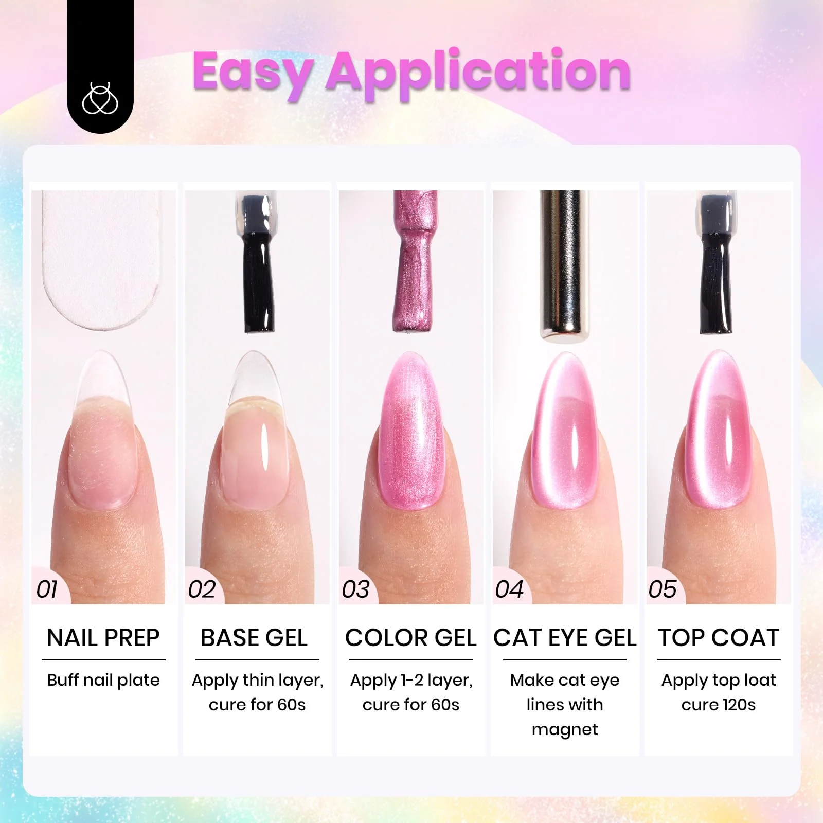 Fairy's Descent - Chameleon Cat Eye Spring Nails 6 Colors Gel Polish Set - Image 7