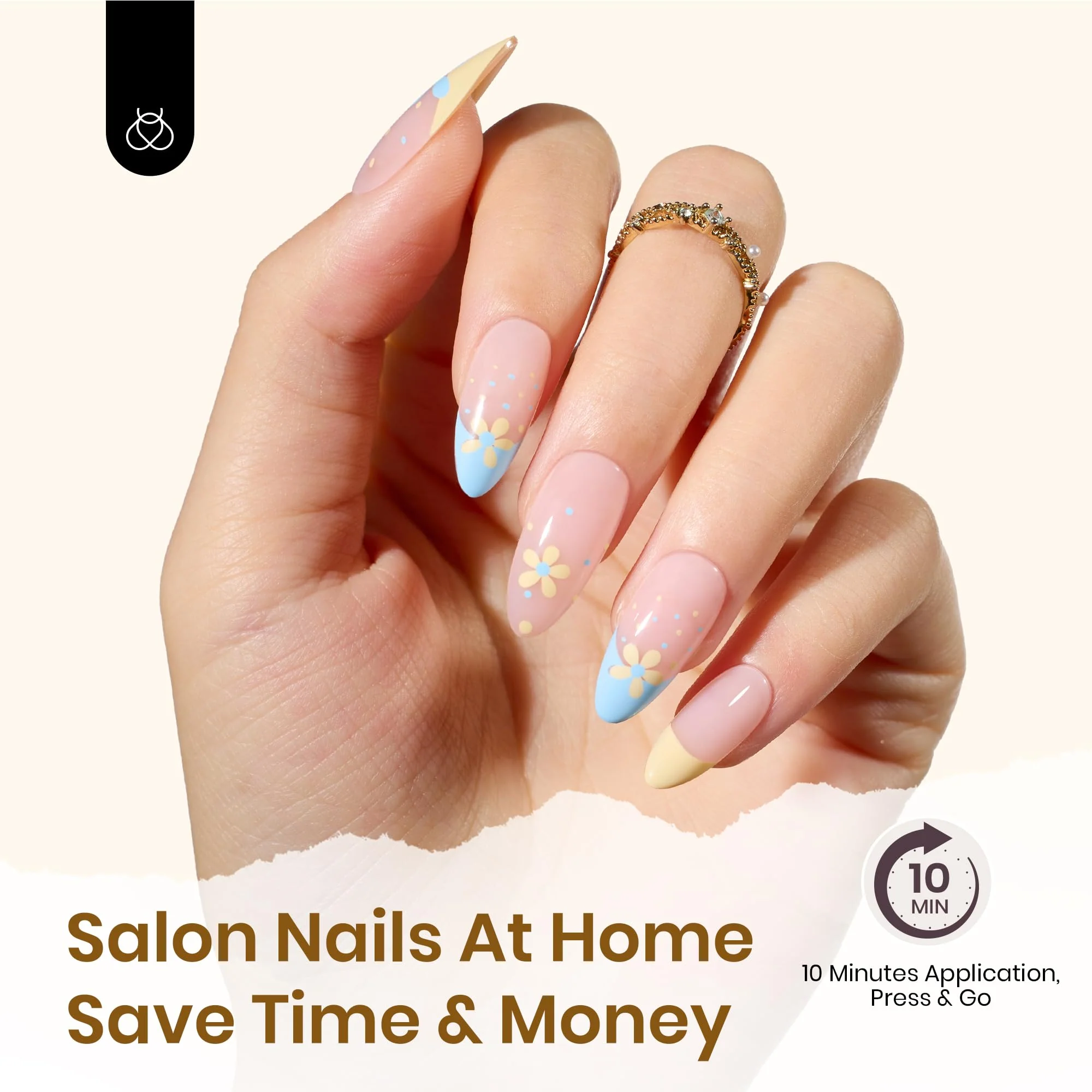 First Blossom | Beetles  BARE Press On Nails Medium Almond  Girls (15 Sizes-30Pcs) - Image 3