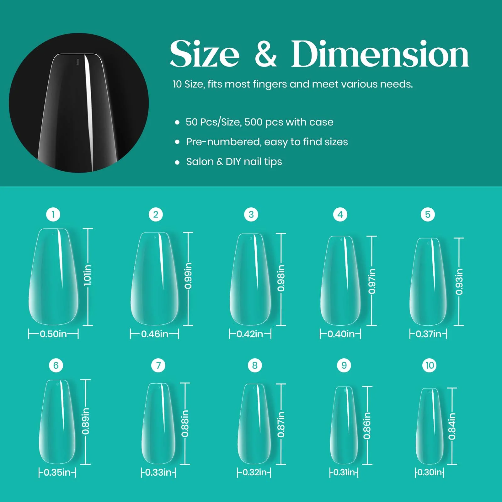 Medium Coffin Pre-shaped Nail Gelly Tips-500pcs #062 - Image 6