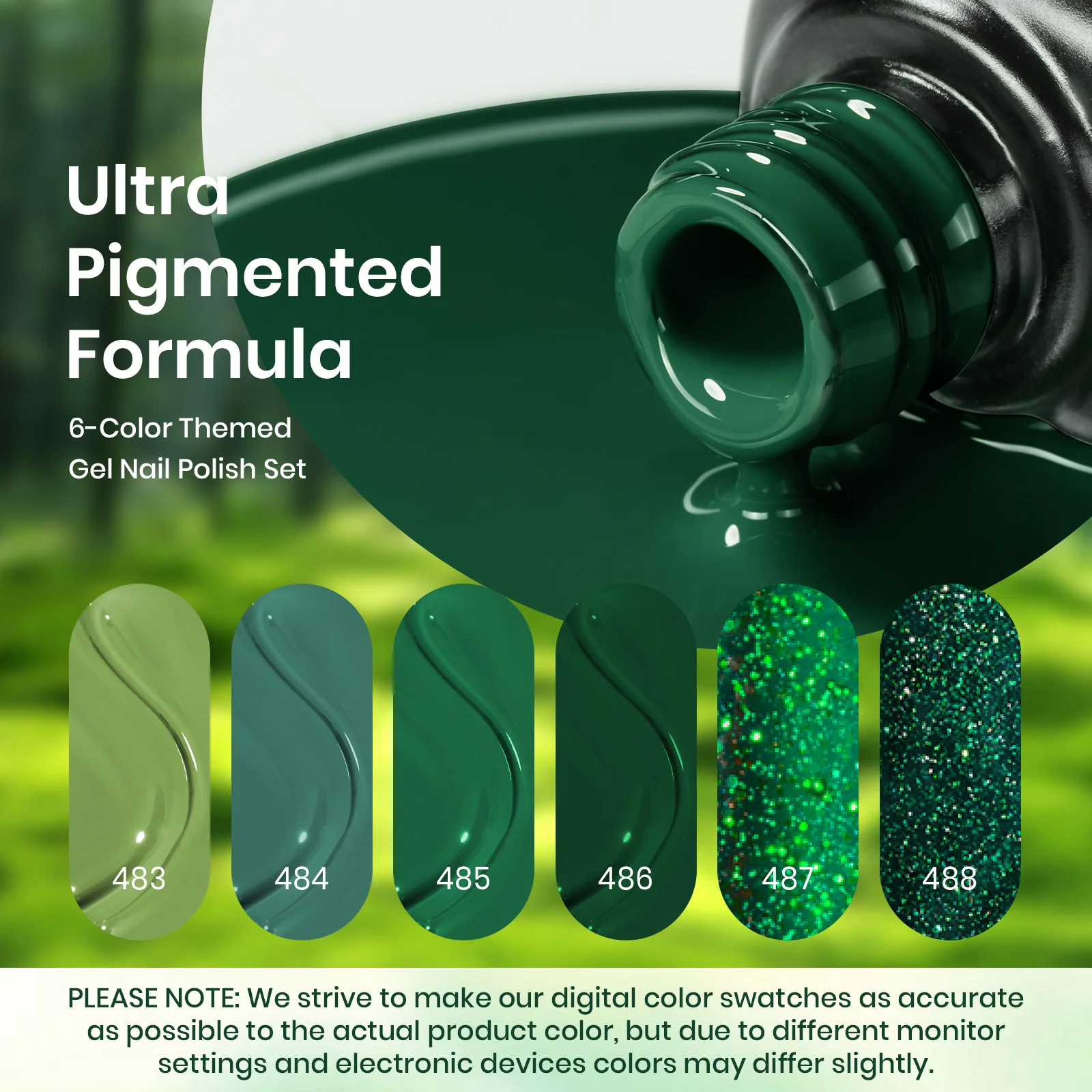 Avocados in Emerald Canopy | 6 Colors Gel Polish Set - Image 3