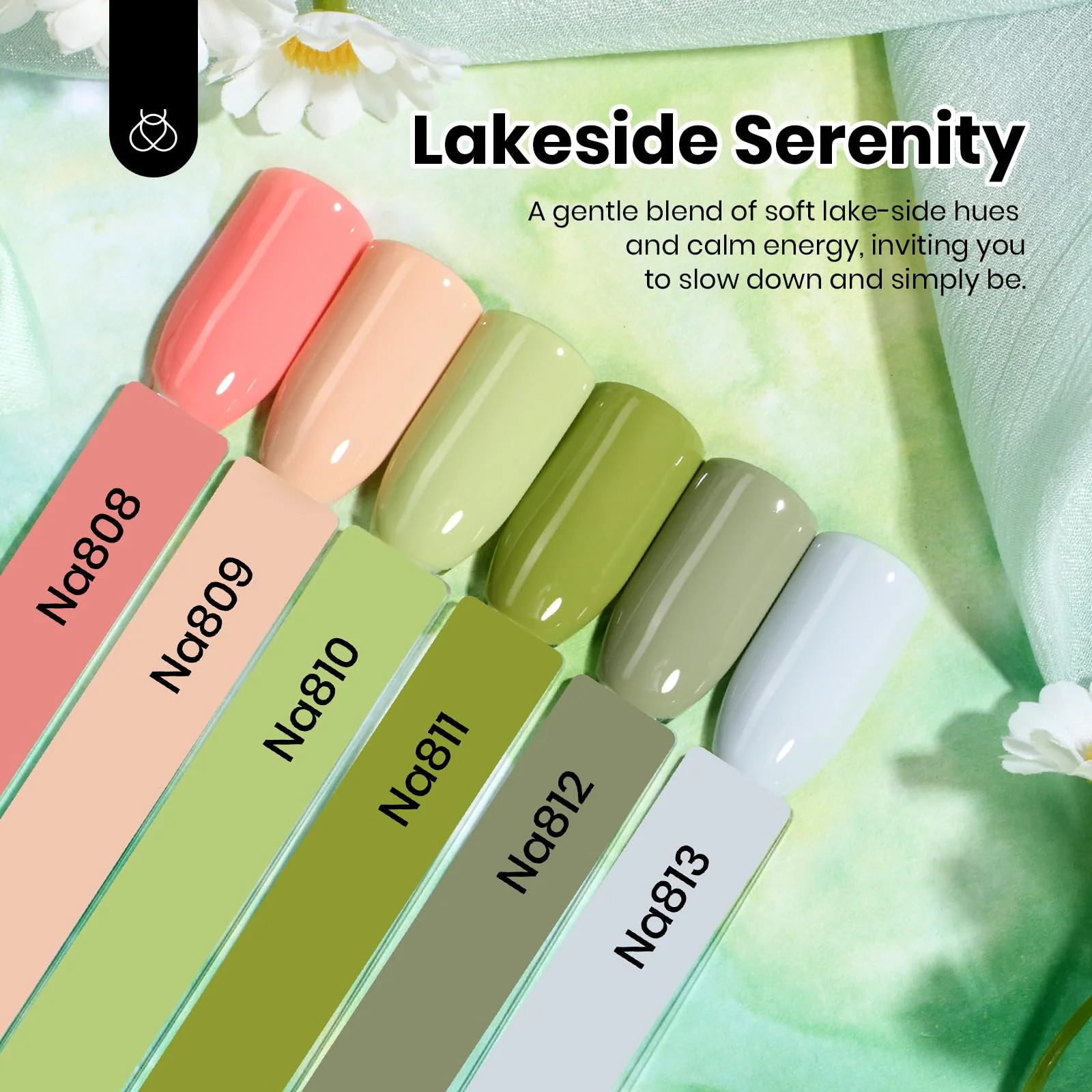 Hema Free Lakeside Serenity Spring Nails  - Colorful Bottle 6 Color Each 15ml Gel Polish - Image 3