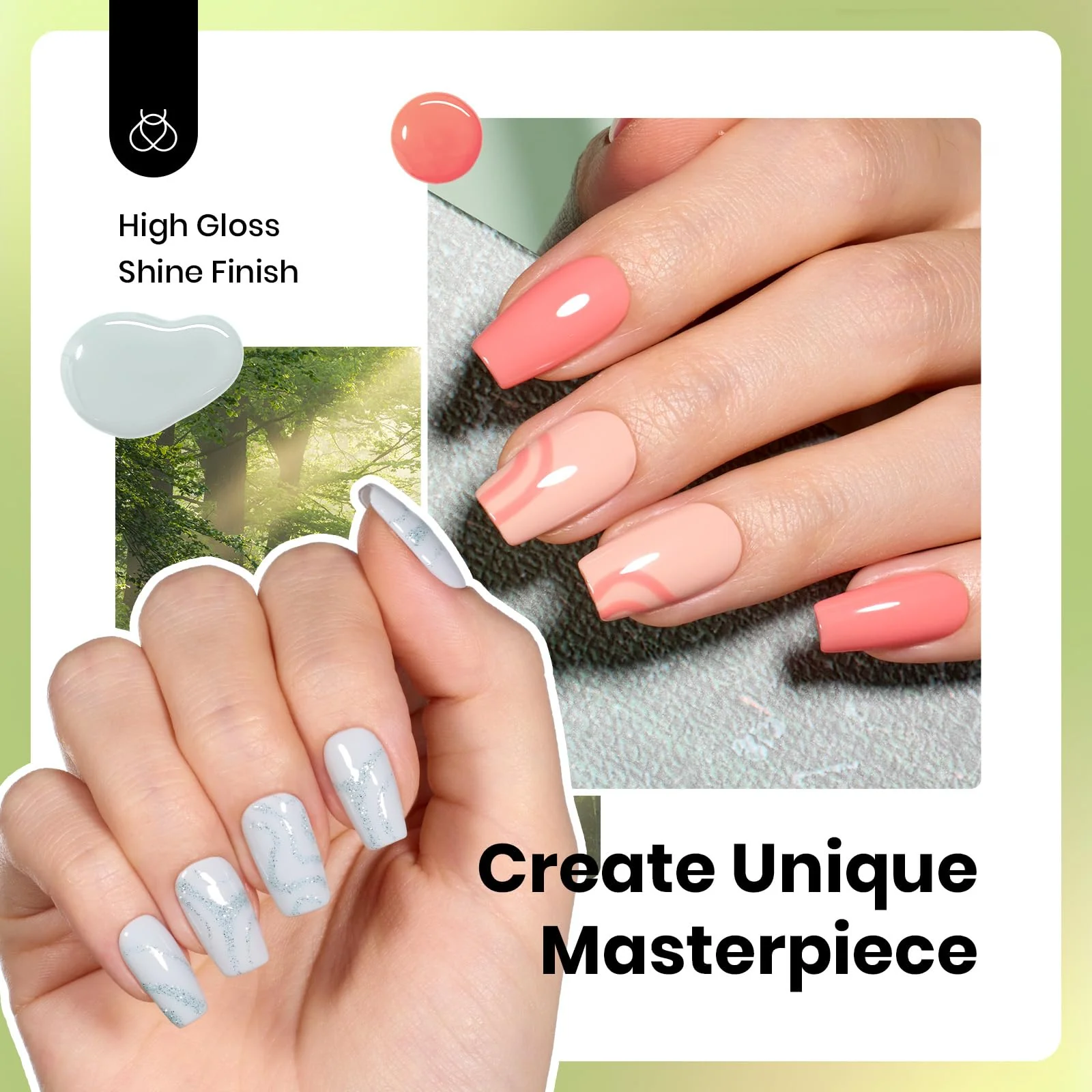 Hema Free Lakeside Serenity Spring Nails  - Colorful Bottle 6 Color Each 15ml Gel Polish - Image 4