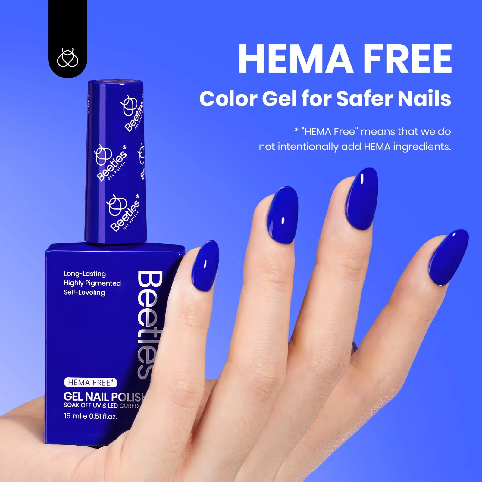 Hema - Free Eternal Blue Winter Nails- 15ML Full Size Royal Blue Gel Polish Nail - Image 3
