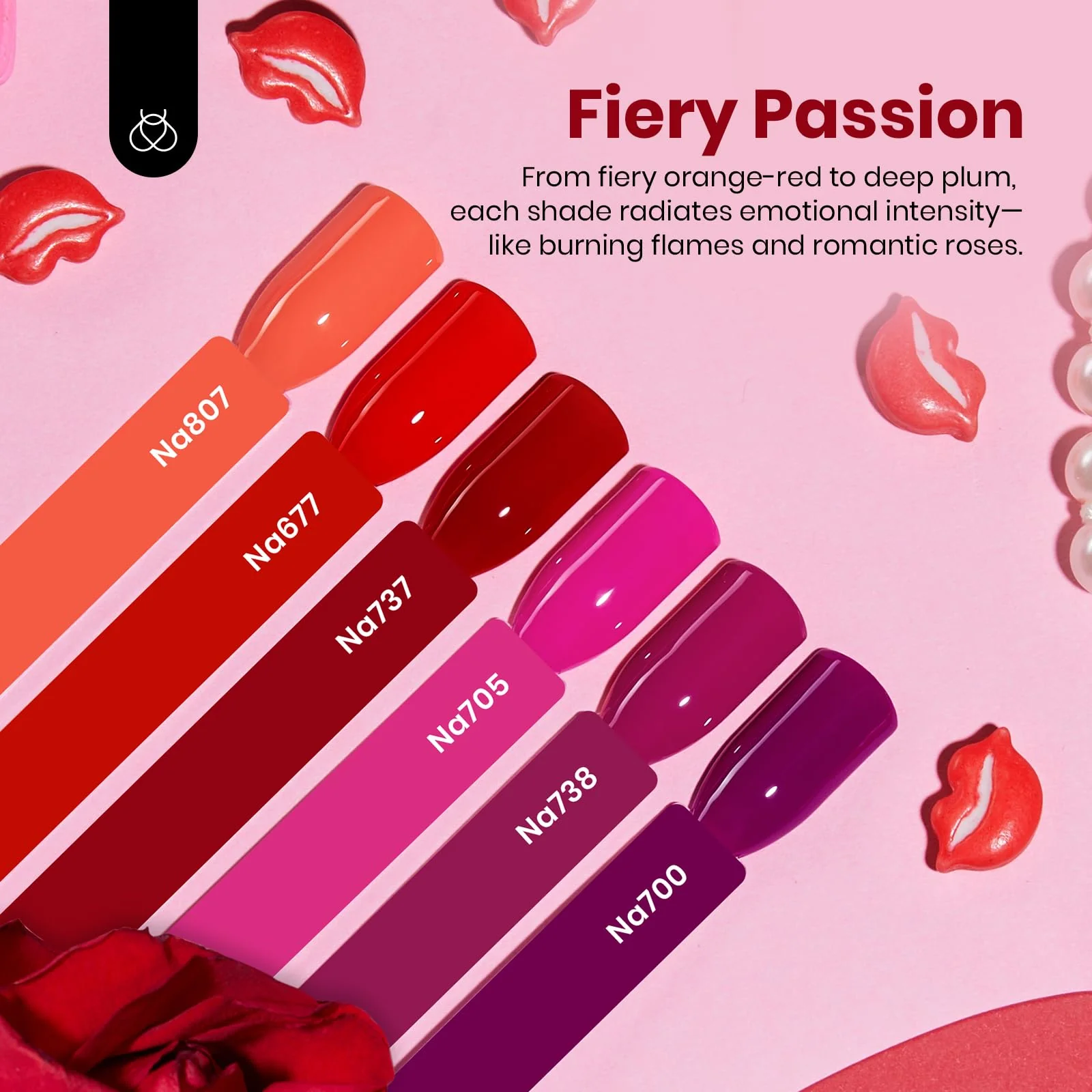 Hema Free Fiery Passion - Colorful Bottle 6 Color Each 15ml Gel Polish - Image 3