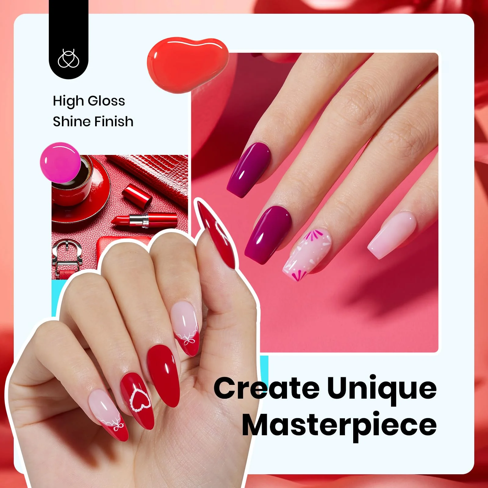 Hema Free Fiery Passion - Colorful Bottle 6 Color Each 15ml Gel Polish - Image 4