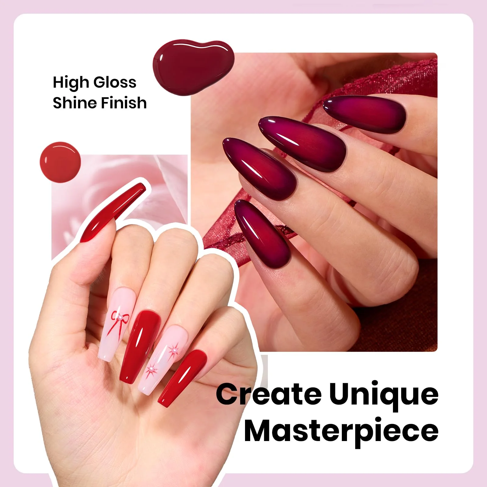 Beetles Midnight Elegance Winter Nails Hema Free Gel  Polish Set - Colorful Bottle 6 Color Each 15ml - Image 4