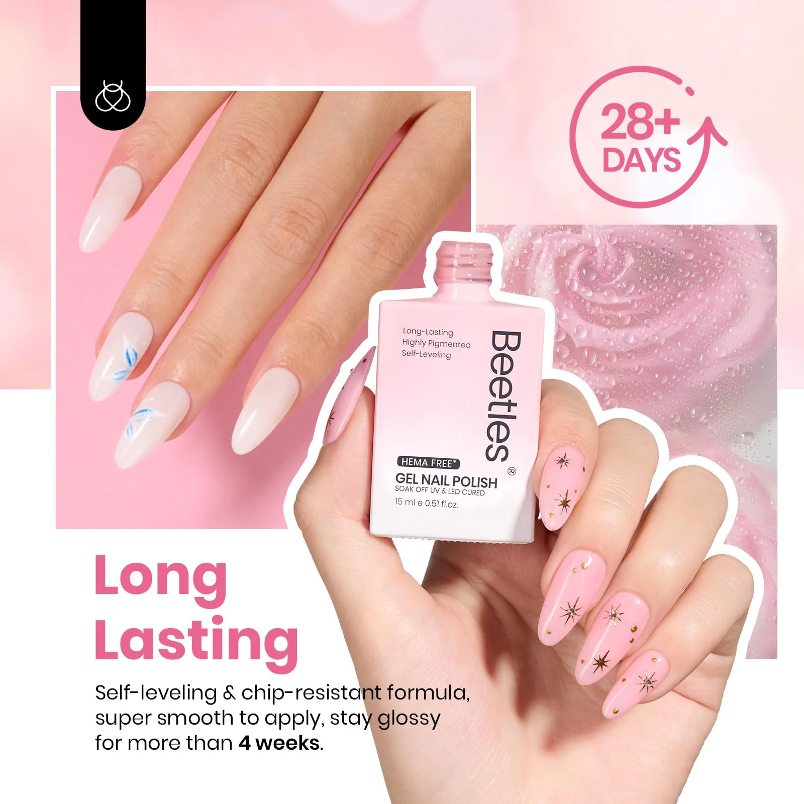 Hema-free Pink Romance | Spring Nails Colorful Bottle 6 Color Each 15ml  Gel Polish - Image 5