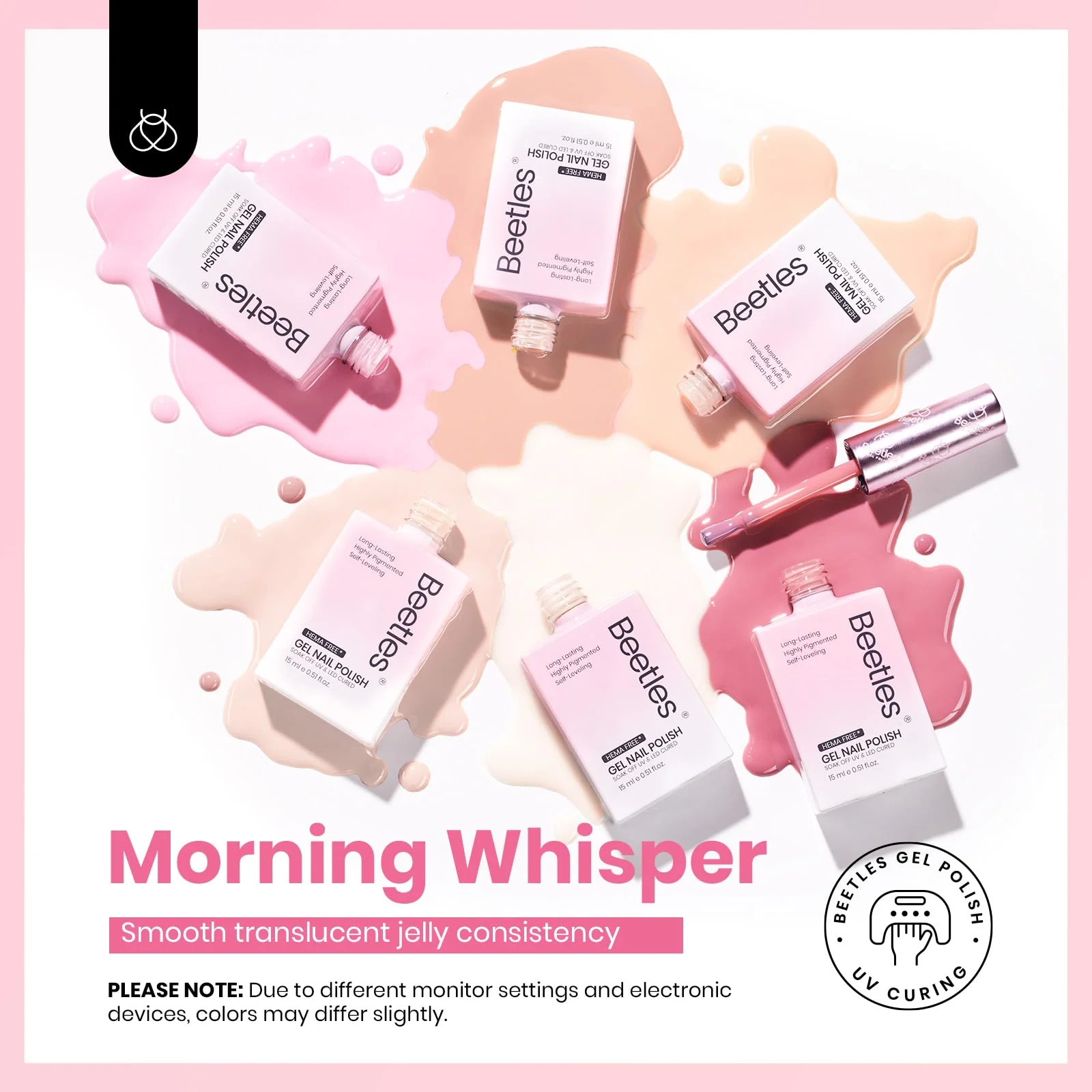 Hema-free Pink Romance | Spring Nails Colorful Bottle 6 Color Each 15ml  Gel Polish - Image 7