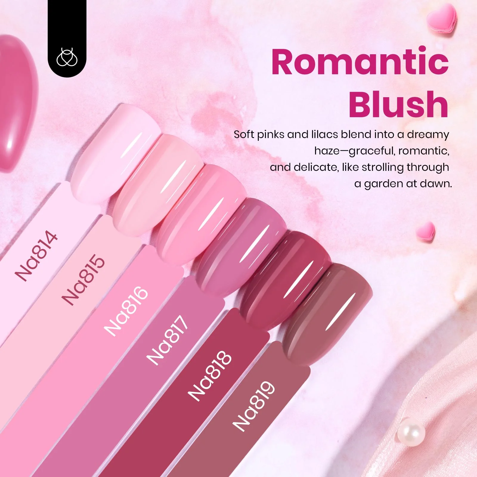 Hema Free Romantic Blush Spring Nails - Colorful Bottle 6 Color Each 15ml Gel Polish - Image 3