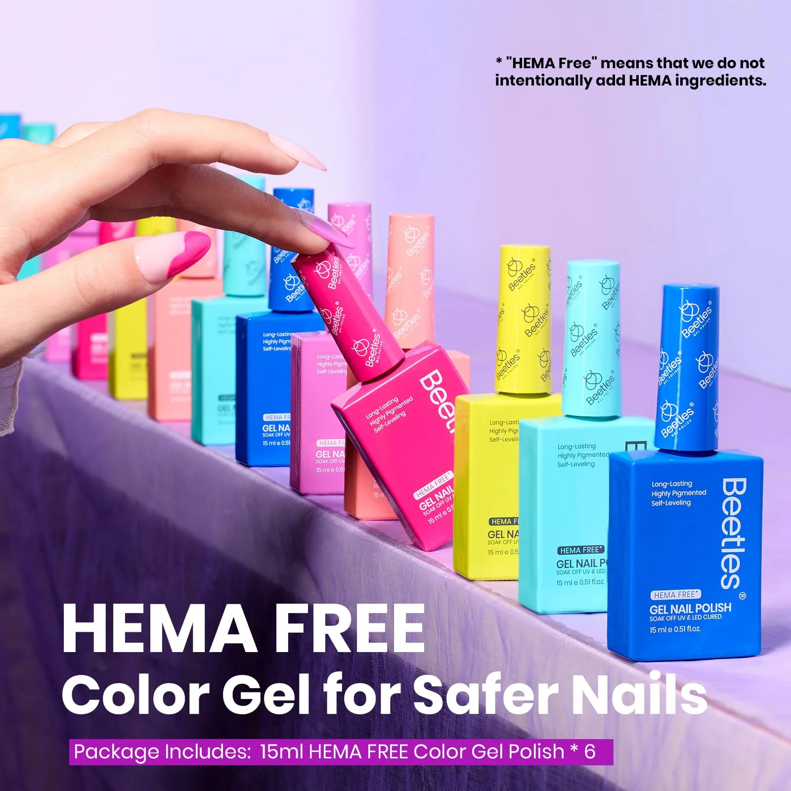 Hema-free Spectrum Dance | Spring Nails Colorful Bottle 6 Color Each 15ml Blue Yellow Pink Gel Polish - Image 3