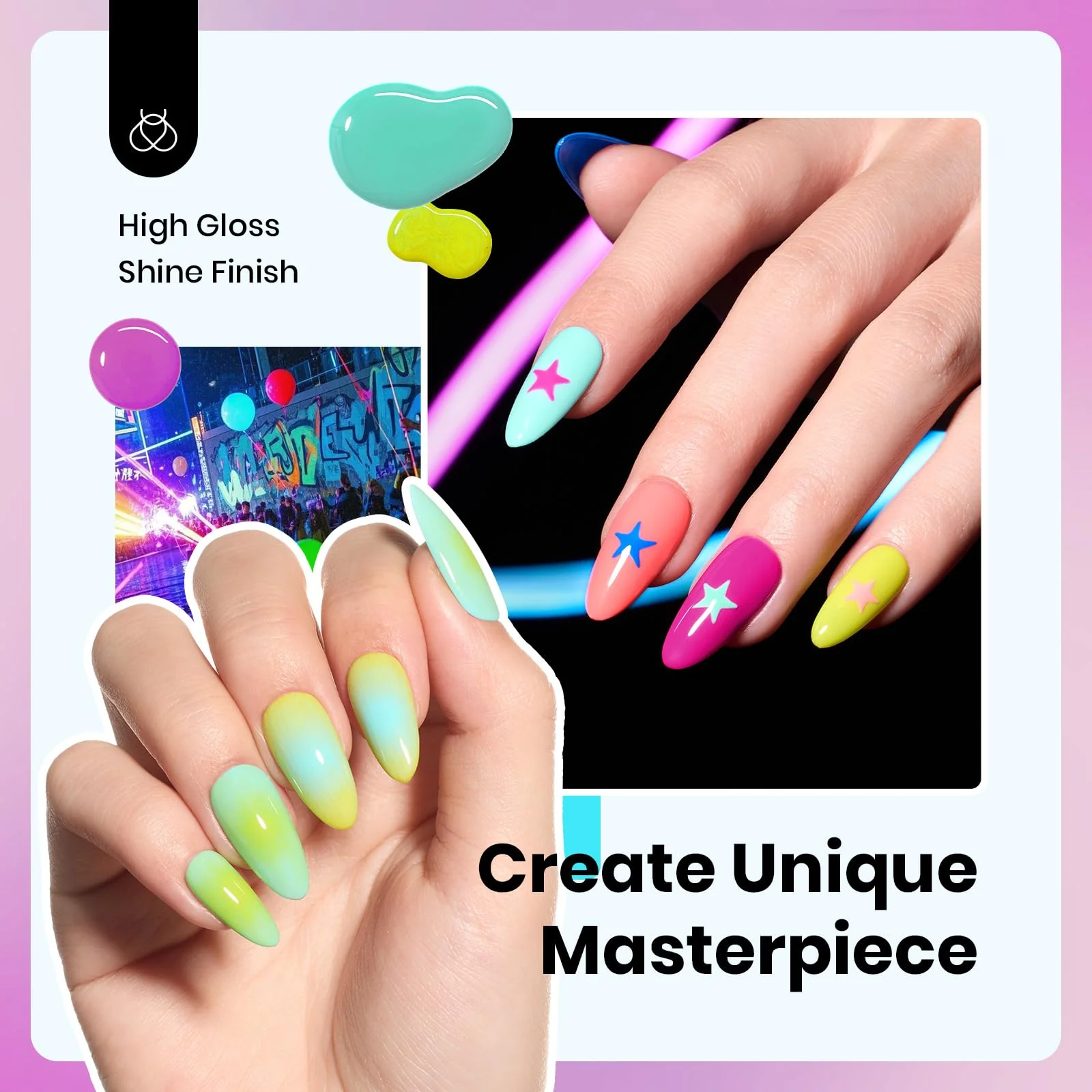 Hema-free Spectrum Dance | Spring Nails Colorful Bottle 6 Color Each 15ml Blue Yellow Pink Gel Polish - Image 5