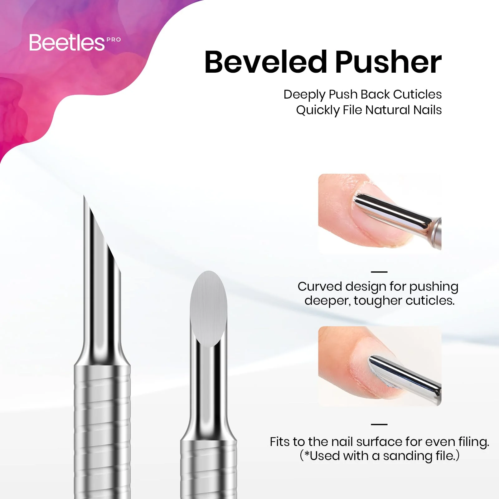 Loop Pusher 23mm + Beveled Pusher 9mm Beetles Cuticle Nippers Professional Trimmer - Image 3