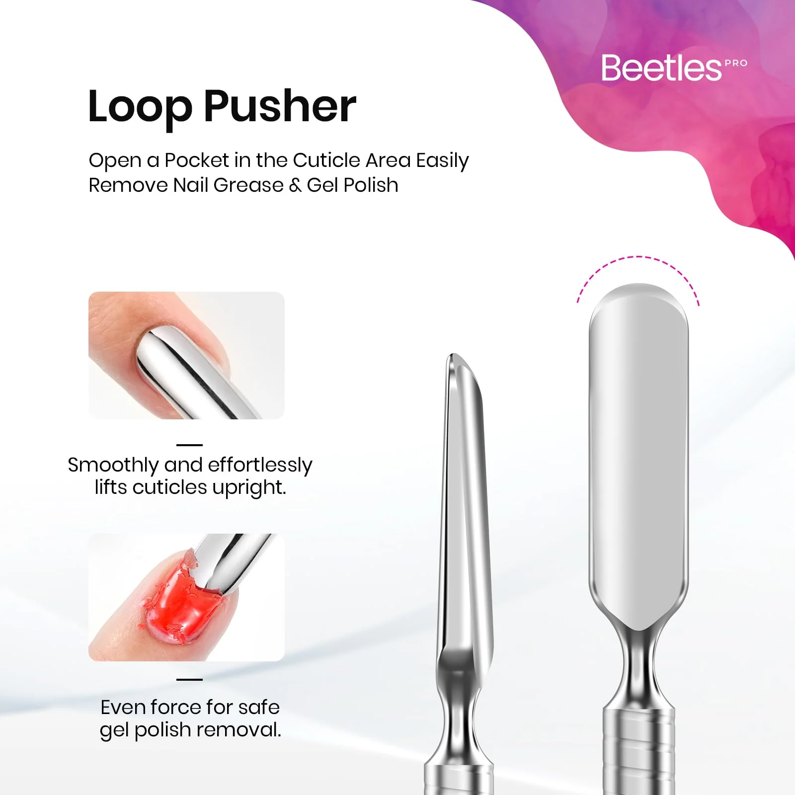 Loop Pusher 23mm + Beveled Pusher 9mm Beetles Cuticle Nippers Professional Trimmer - Image 4
