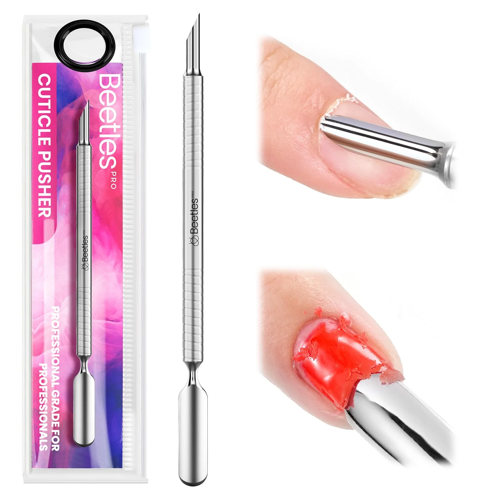 Loop Pusher 23mm + Beveled Pusher 9mm Beetles Cuticle Nippers Professional Trimmer - Image 8