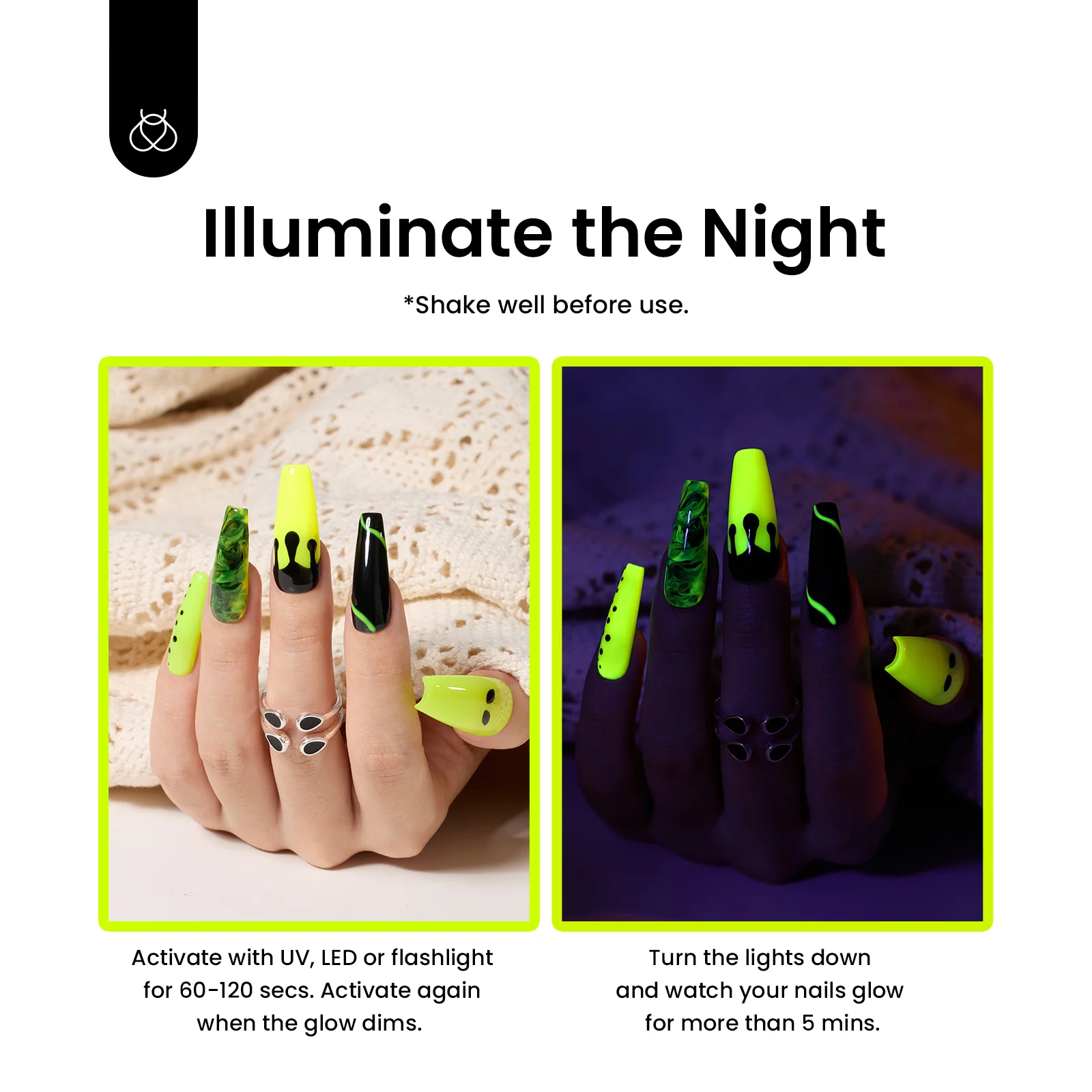 Luminous Yellow Noctilucent | 15ml Glitter Gel Polish - Image 5
