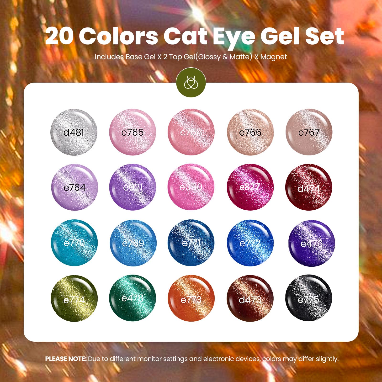 Beetles Lush Velvet Cat Eye Spring Nails 20 Gel Colors Set - Image 3