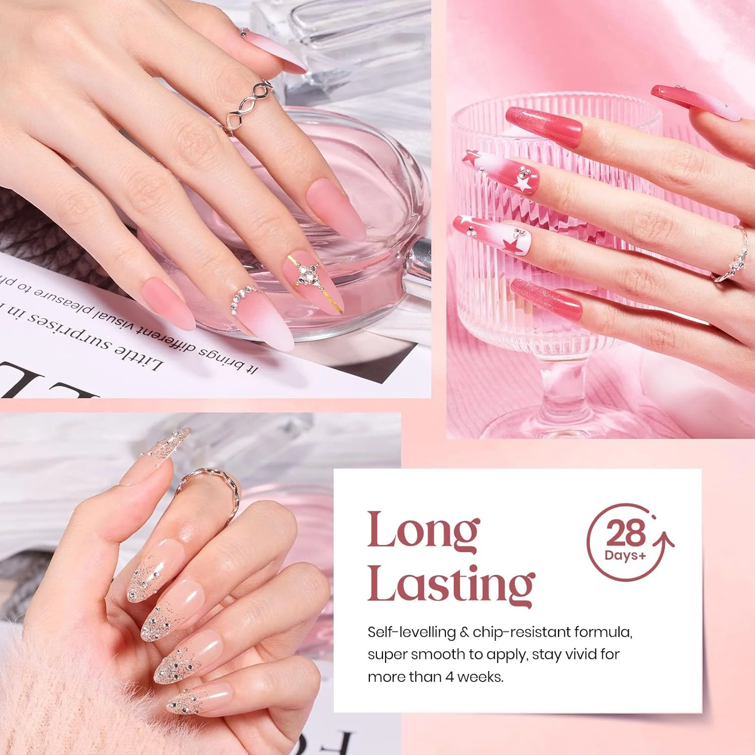 Nude Paradise-20 Gel Colors Spring Nails Set with Top and Base Coat (5ml/Each) - Image 6