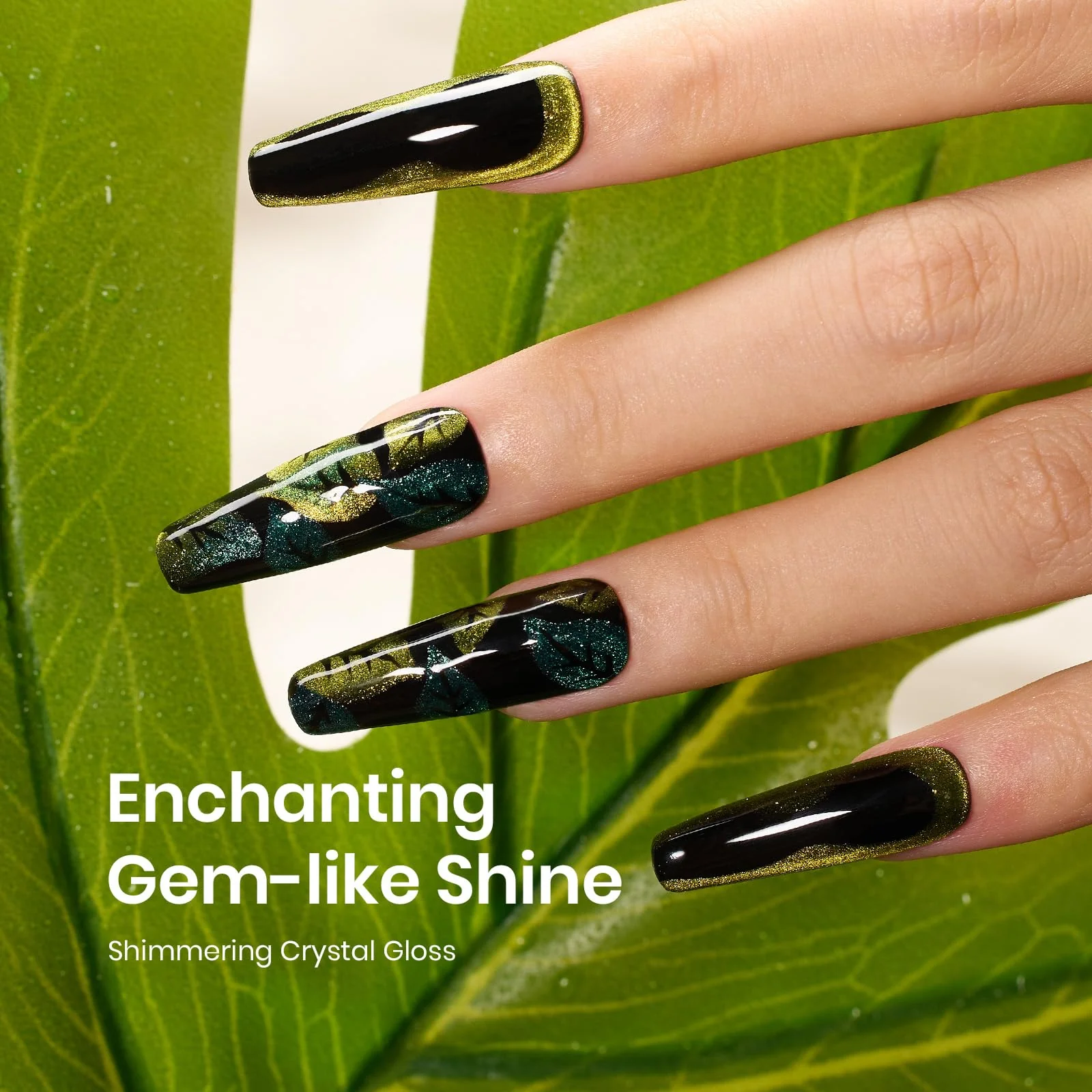 Olive Green Cat Eye Gel |15ml Holographic Glitter Nail Gel Polish - Image 7