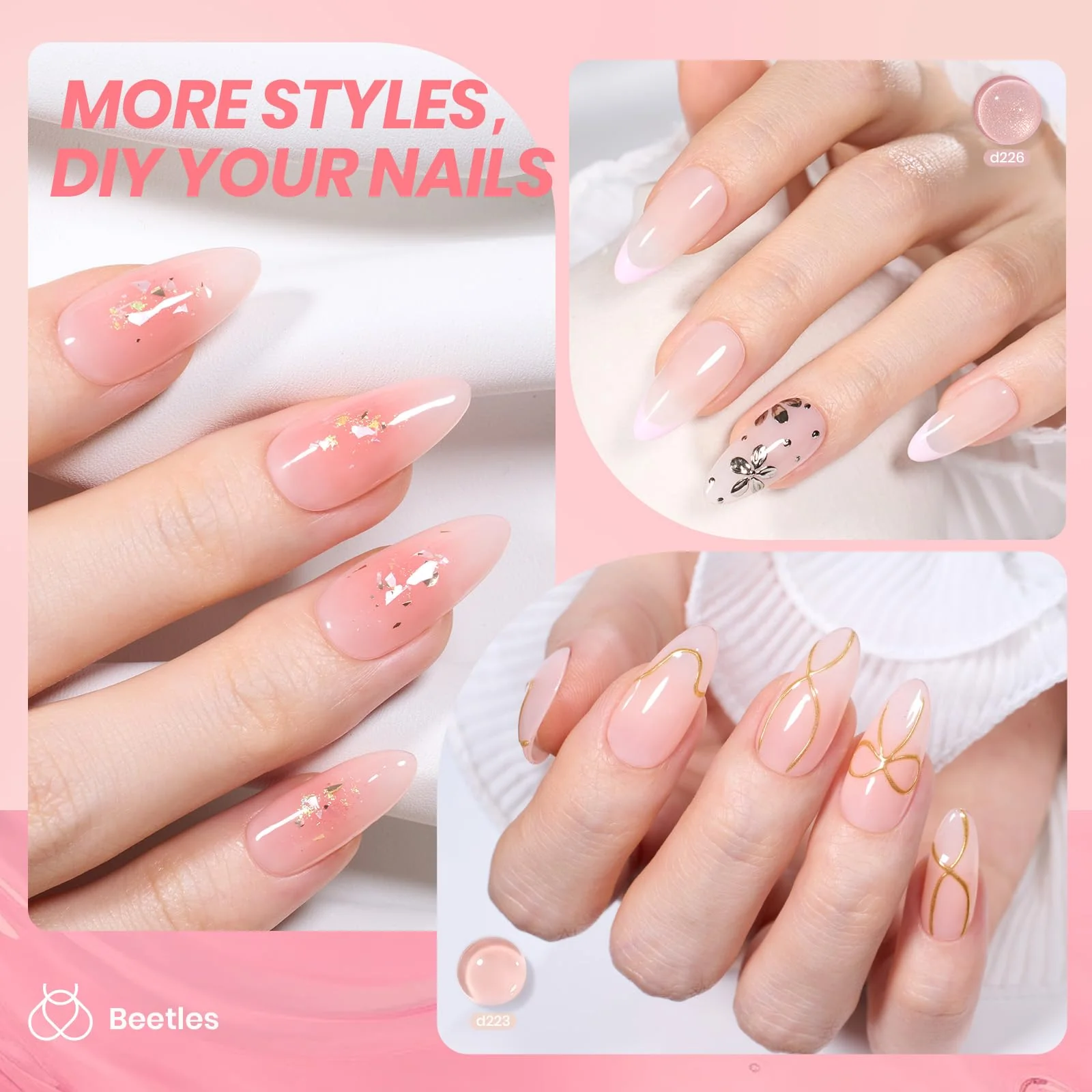 Peach Sparkle | Color Base Spring Nails Nude Ge Gel Polish 6 Colors Set - Image 3