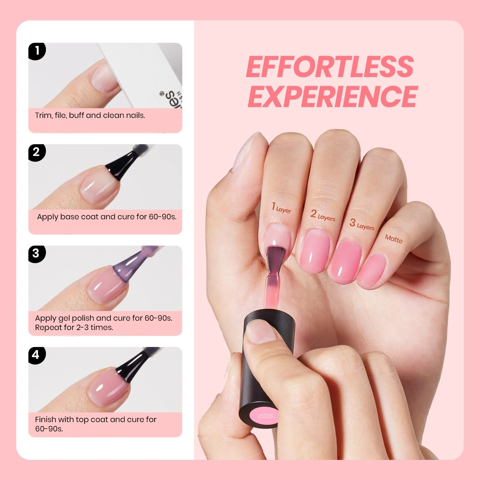 Peach Sparkle | Color Base Spring Nails Nude Ge Gel Polish 6 Colors Set - Image 5
