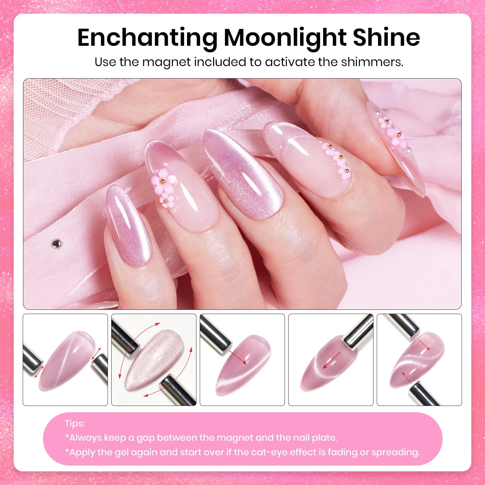 Pink Cat Eye |15ml Holographic Glitter Nail Gel Polish - Image 4