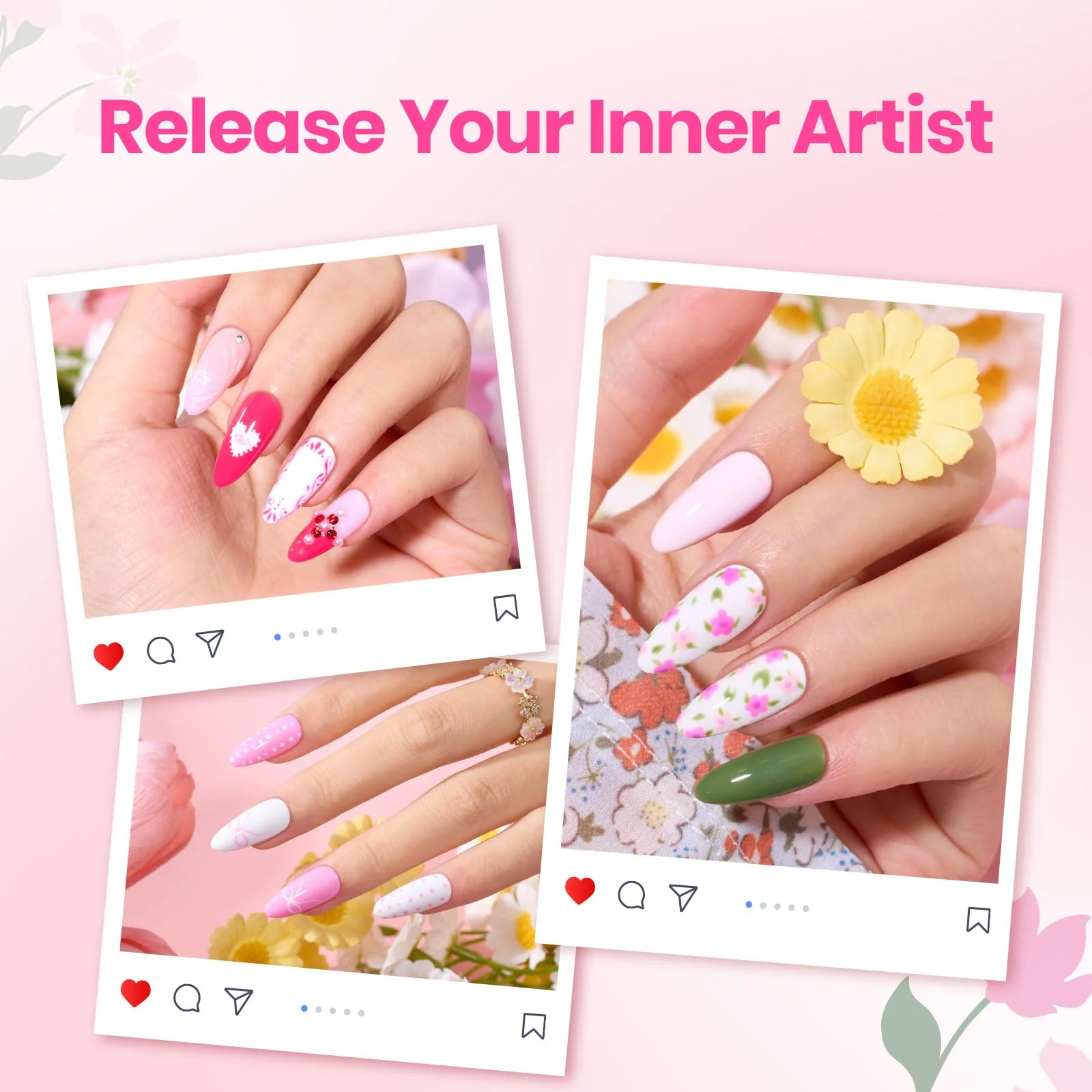 Pink Color Gel & Floral Nail Brushes: Precision Gel Application - Image 6