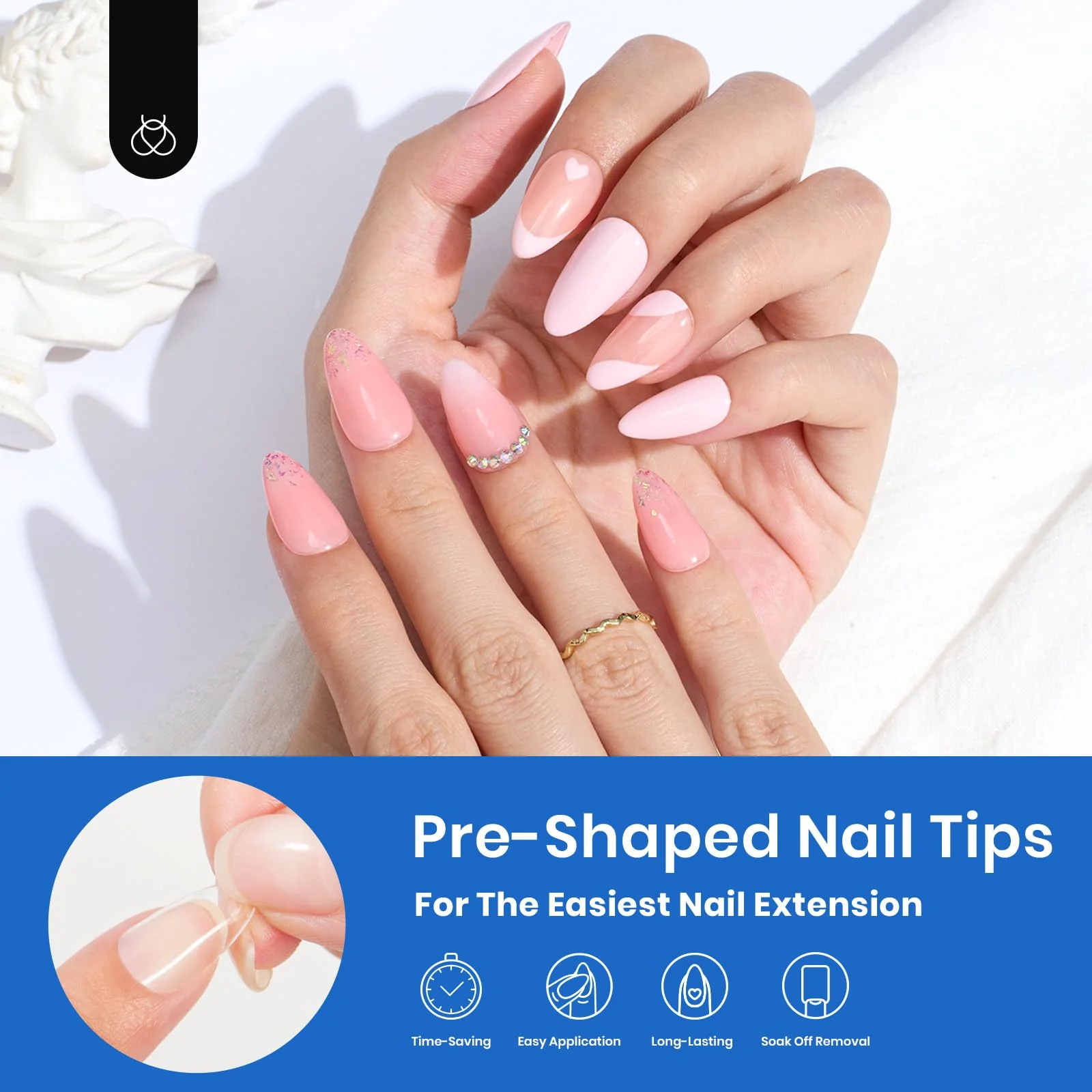 Pre-Shape Clear Short Almond Nail Gelly Tips-504pcs#043 - Image 4