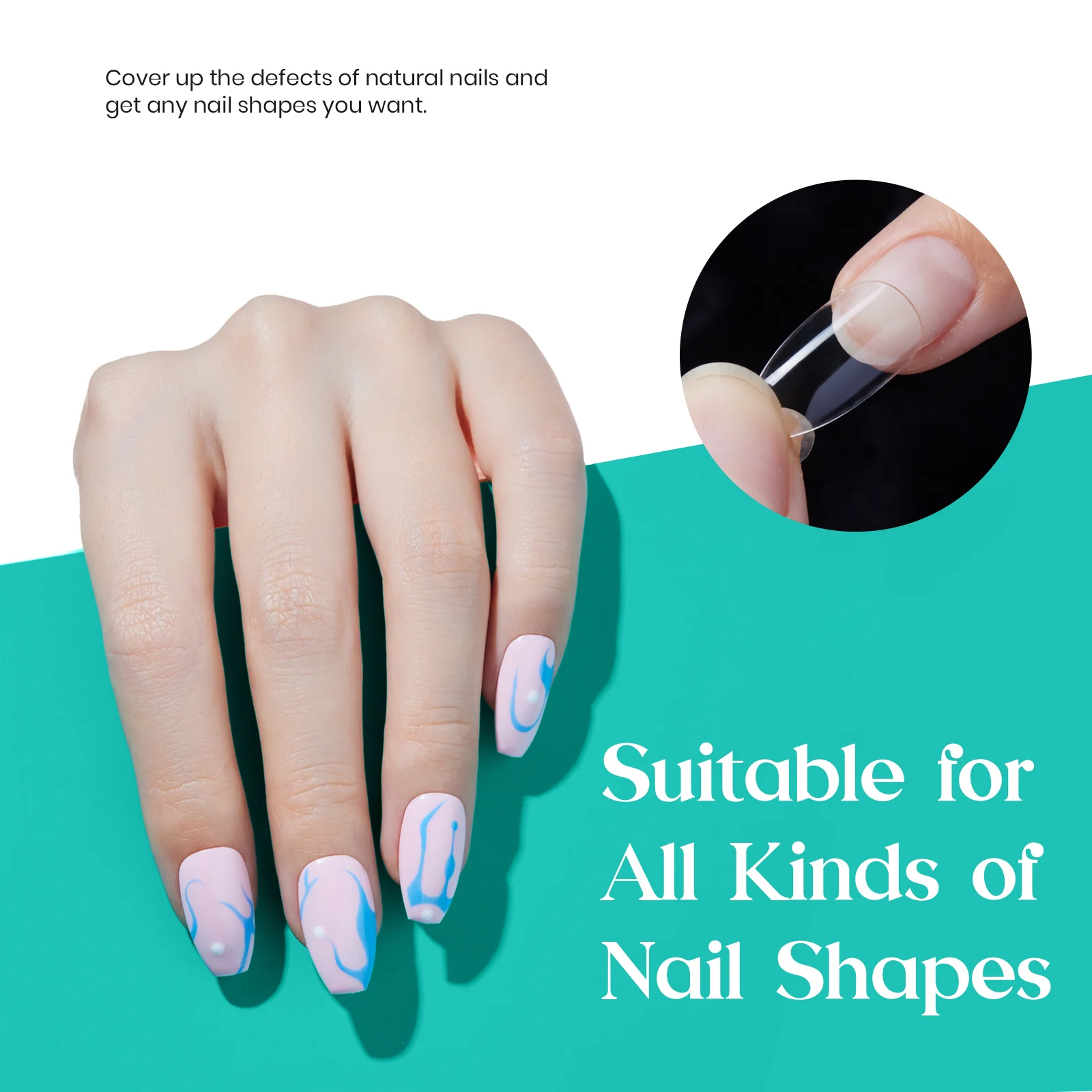 Gel Nail Tips Pre-shaped Extension System Clear False Nail | 500 pcs, 10 sizes - Image 17