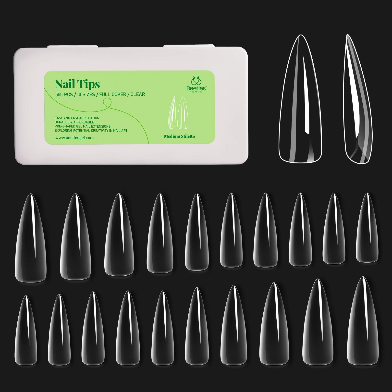 Gel Nail Tips Pre-shaped Extension System Clear False Nail | 500 pcs, 10 sizes - Image 20