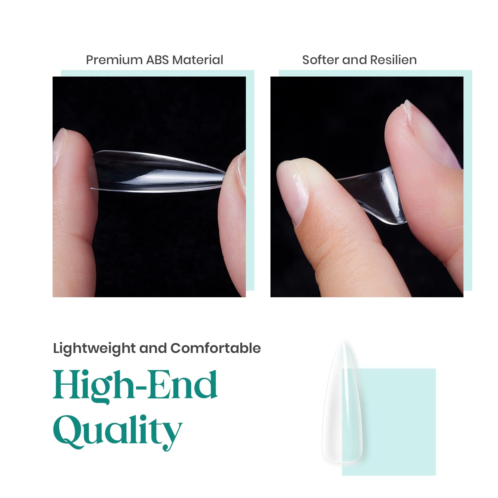 Gel Nail Tips Pre-shaped Extension System Clear False Nail | 500 pcs, 10 sizes - Image 22
