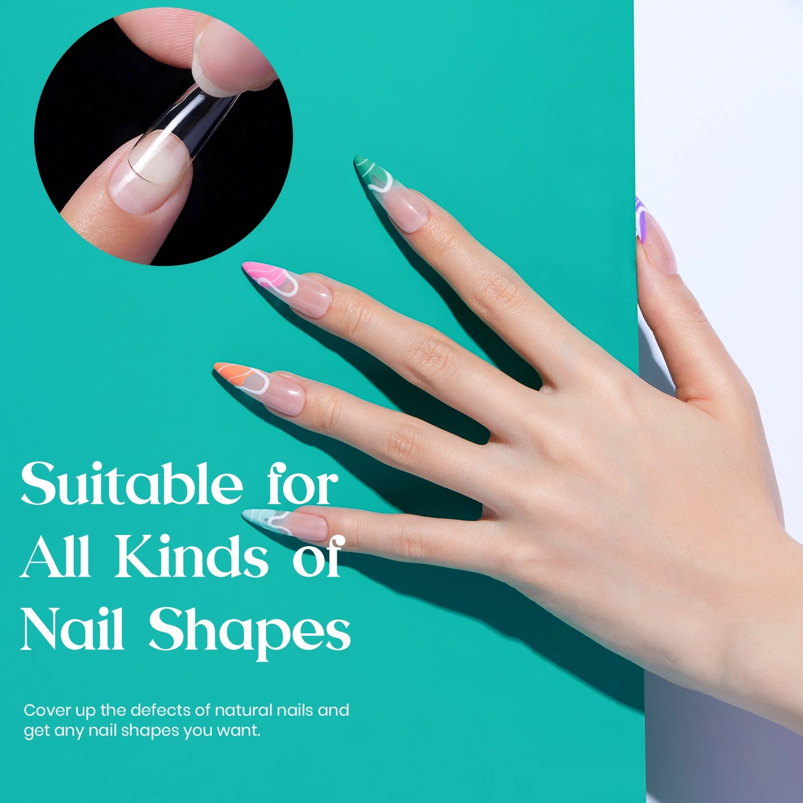 Gel Nail Tips Pre-shaped Extension System Clear False Nail | 500 pcs, 10 sizes - Image 23