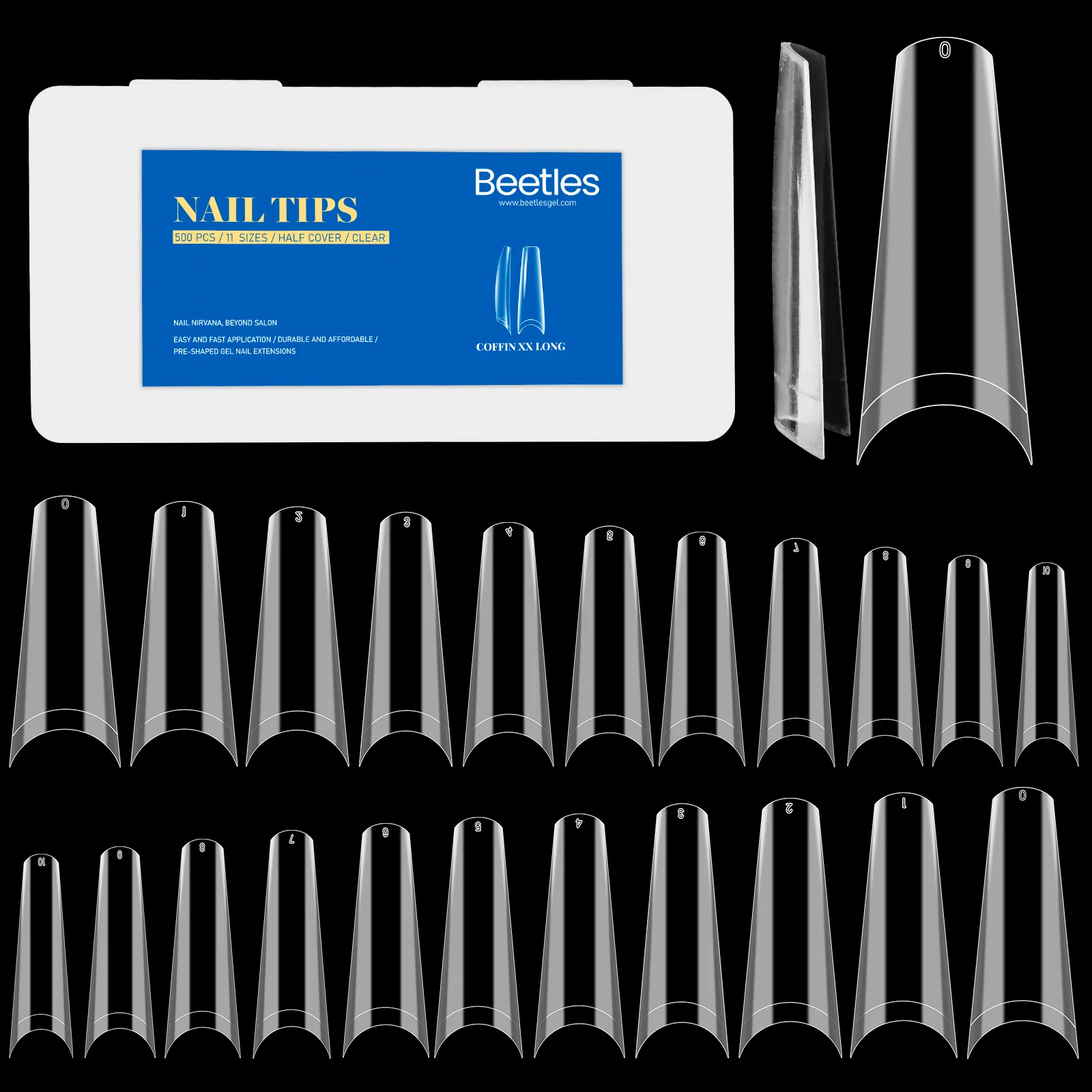 Gel Nail Tips Pre-shaped Extension System Clear False Nail | 500 pcs, 10 sizes - Image 31