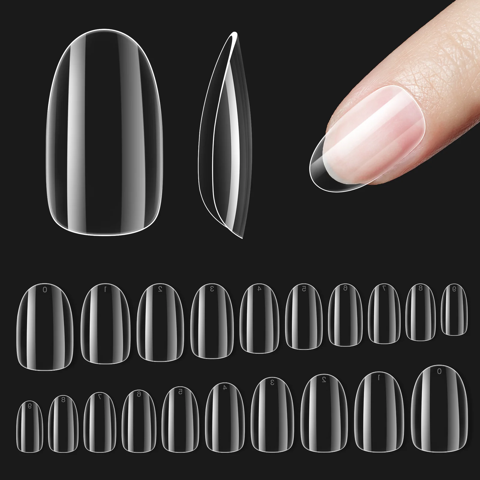 Gel Nail Tips Pre-shaped Extension System Clear False Nail | 500 pcs, 10 sizes - Image 47