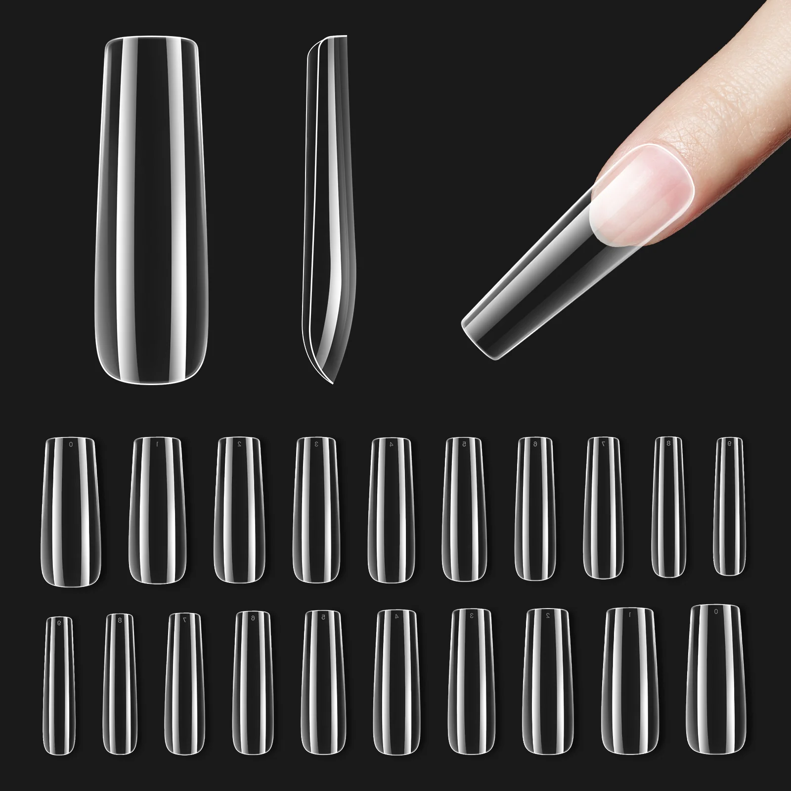 Gel Nail Tips Pre-shaped Extension System Clear False Nail | 500 pcs, 10 sizes - Image 48