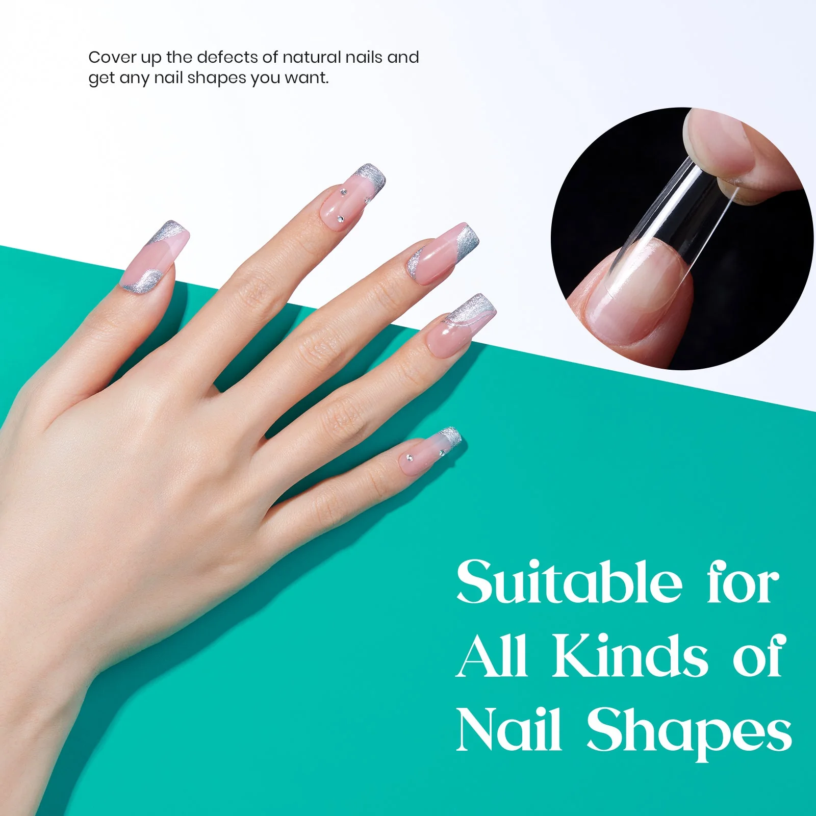 Gel Nail Tips Pre-shaped Extension System Clear False Nail | 500 pcs, 10 sizes - Image 5