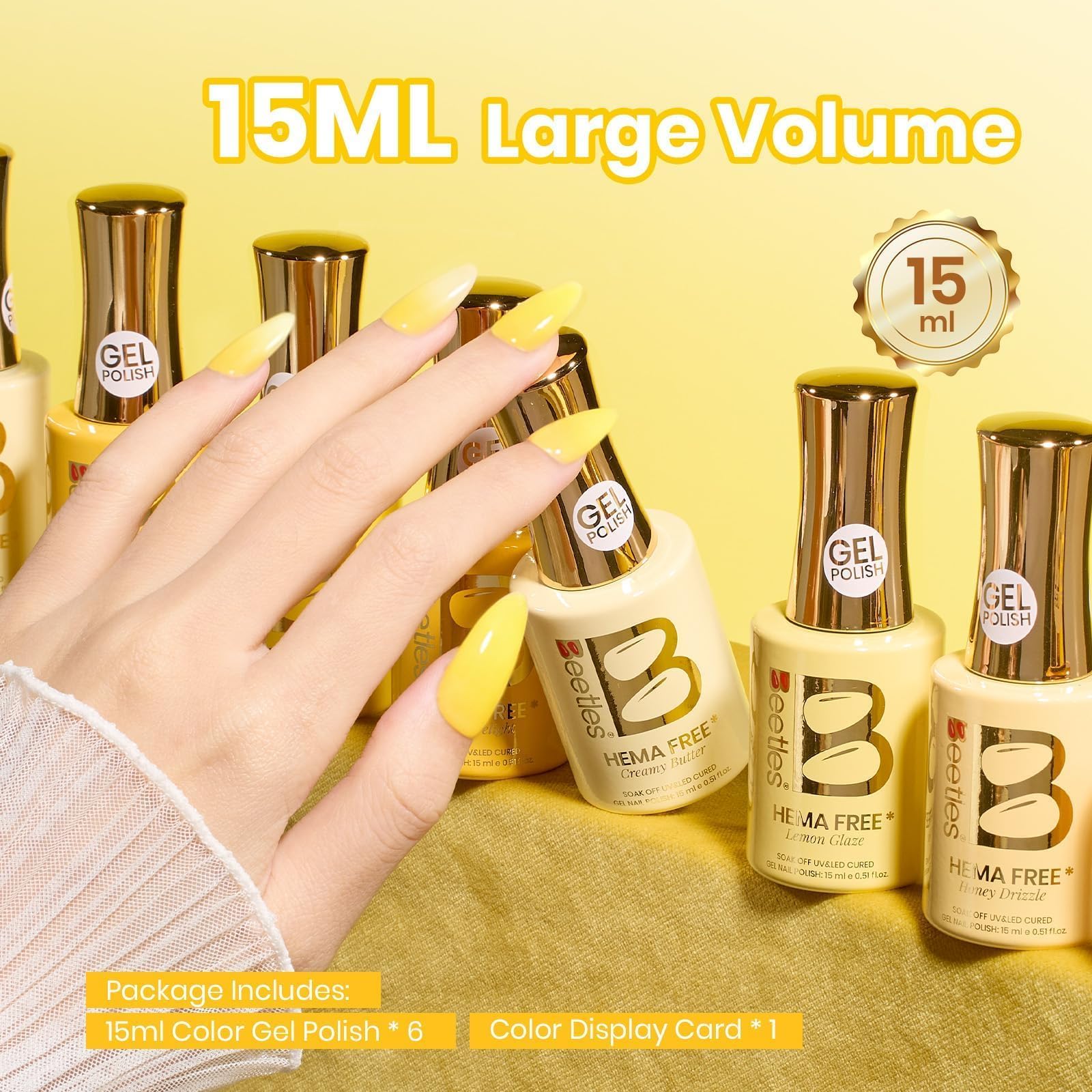 Sunny Pantry Yellow 6 Colors Beetles Hema Free Gel Polish Set 15ML - Image 5