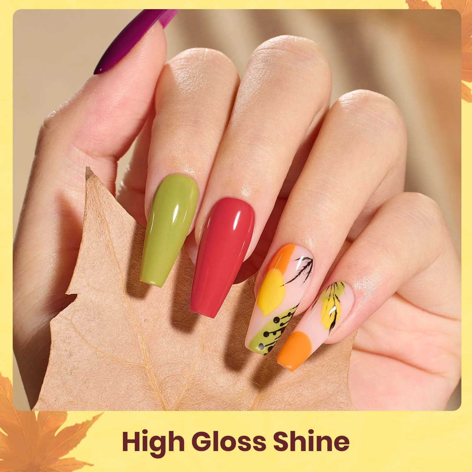Sunset Leaves - 6 Autumn Colors Gel Polish Kit for Nails - Image 5