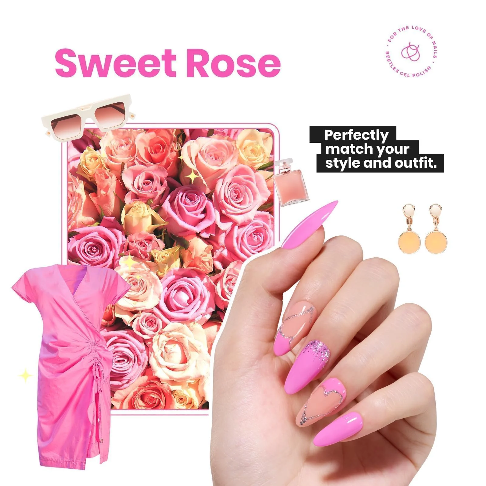 Sweet Rose Spring Nails  | Matching Gel Polish + Nail Polish(each 15ml) - Image 6