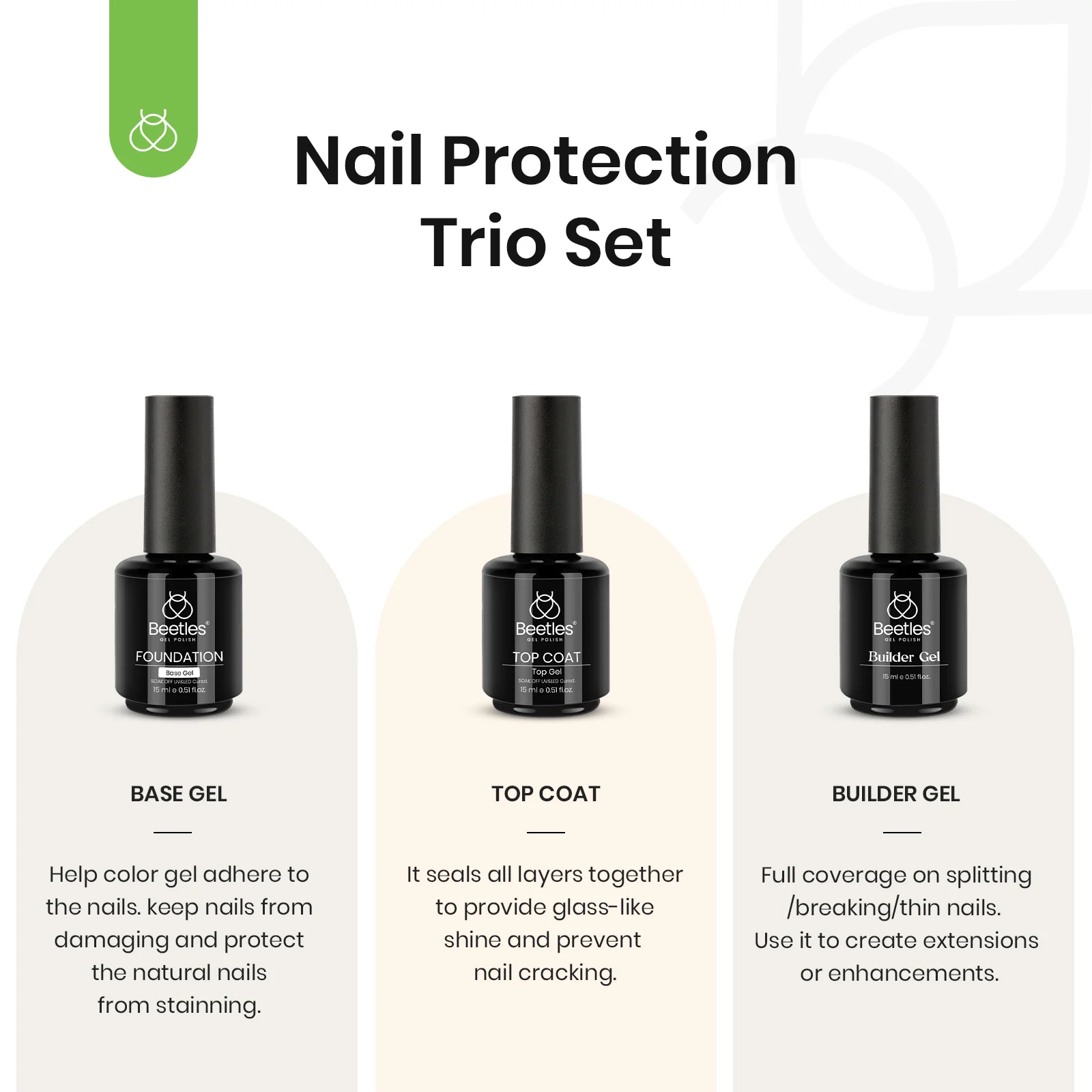 Top Coat and Gel Base Coat With Builder Nail Gel Set | 15ML - Image 3