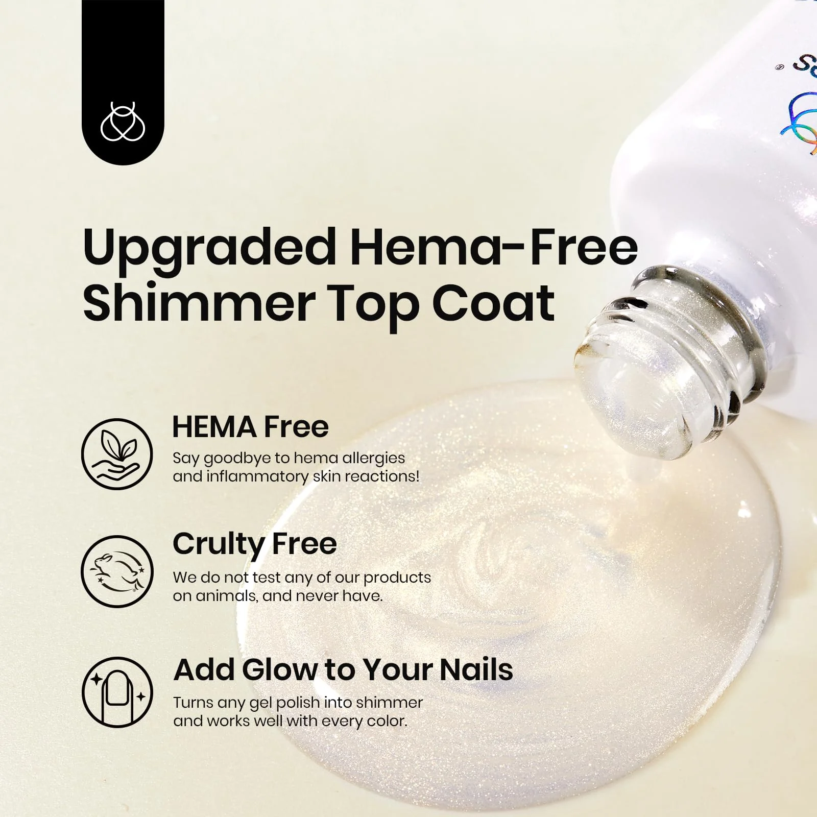 Upgraded Hema Free Pearl Glitter Top Coat 15ML - Image 4