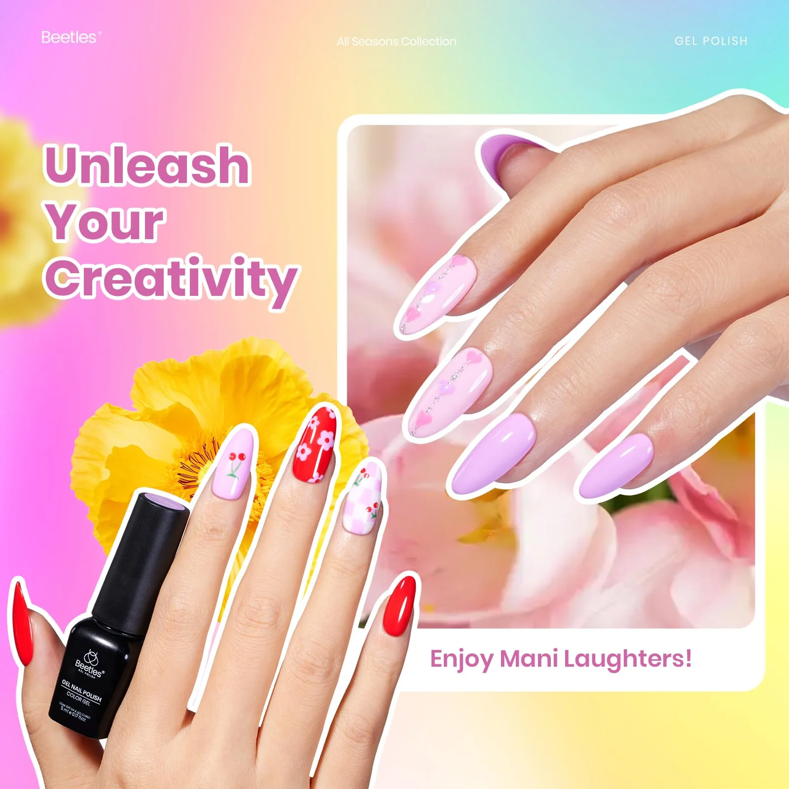 Vivid Whimsy | 36 Nail Pastel Glitter Neon Rainbow Bright Gel Polish Colors - Image 4